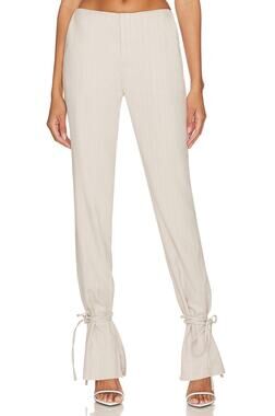 H:ours Pinstriped Beige & White Amira Pants Size XS